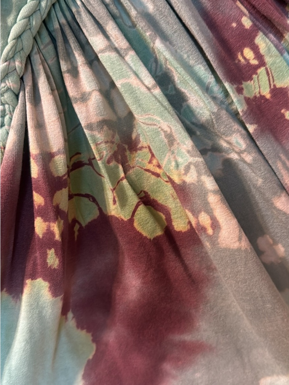 Sky Strapless Braided Tie-Dye Mint green Maroon cream medium v neck - Picture 3 of 5